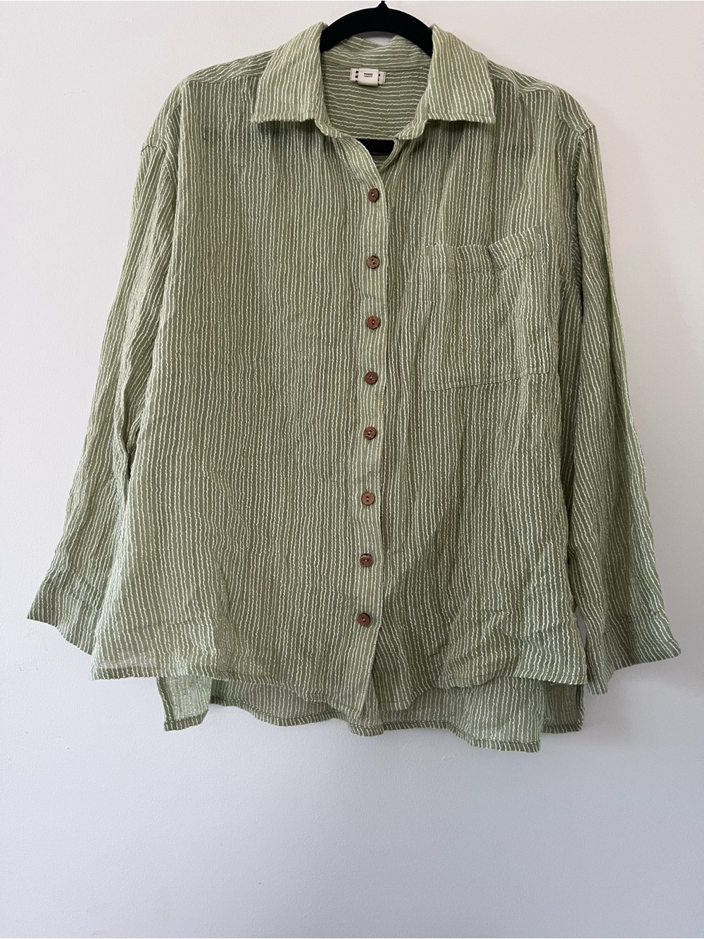 Billabong 100% Cotton Gauze Button Up Top Large Green Beach Coastal Summer